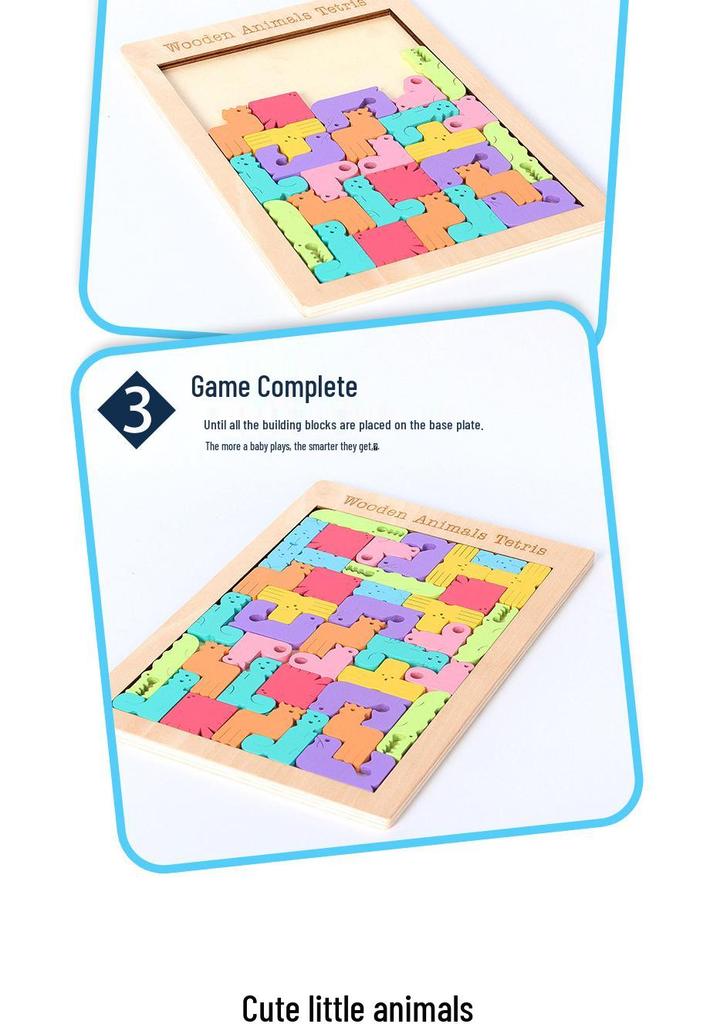Tetris Kids 3D Animal Shape Wooden Puzzle Blocks