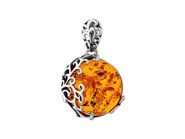 Silver Lightning Pendant with Amber Women' Silver Lightning Pendant