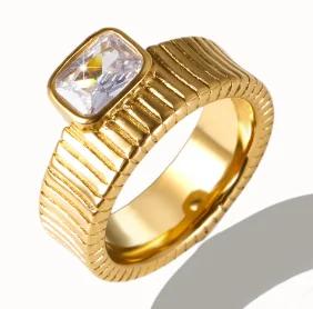 Anello Minimalista in Acciaio Inossidabile a Forma di Cuore Amore Vuoto per Donne Anelli con Zirconi Intarsiati Colore Oro Impermeabile Gioielli Moda Romantica