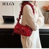 IELGY Hot Girl Style Sweet Bowknot Pleated Portable Underarm Bag Fashion One-Shoulder Tote Bag