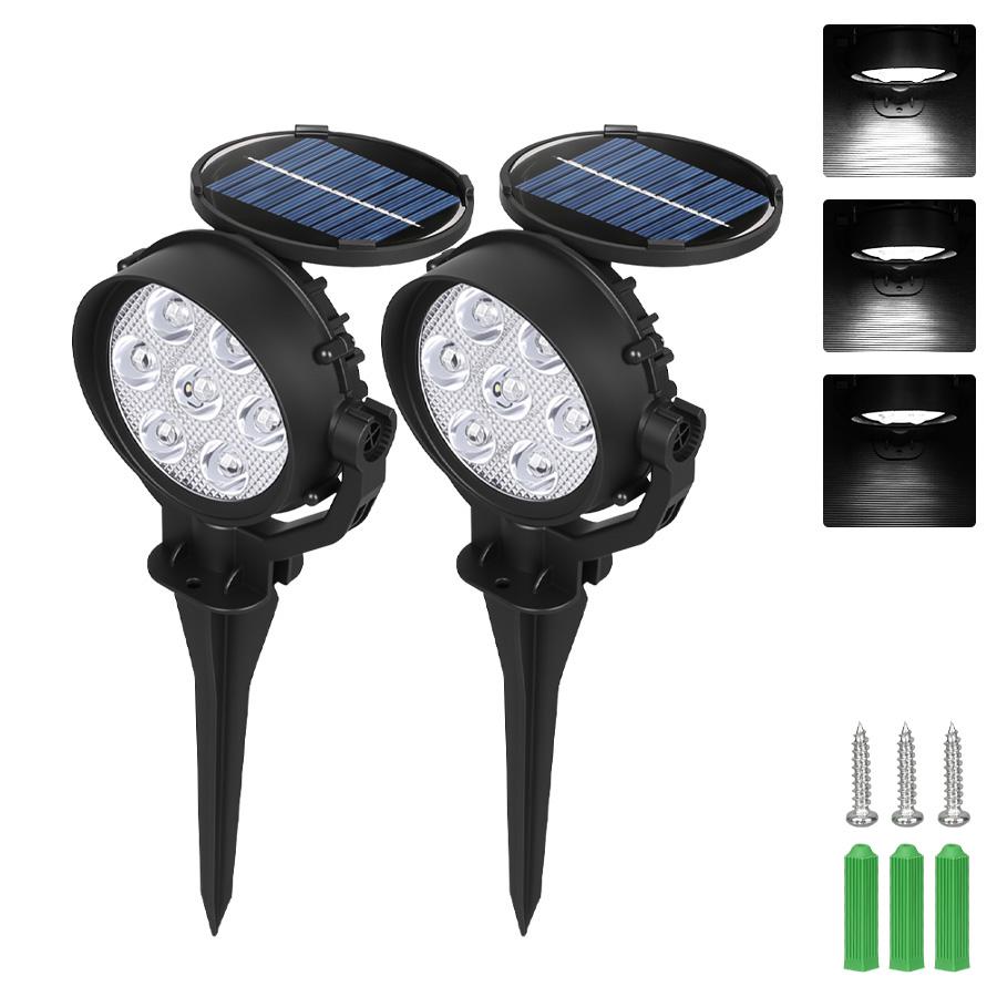 Powerful LED Solar Light Outdoor Waterproof Solar Power Garden Spotlight Brightness Adjustable Lamp for Walkway Lawn Decoration