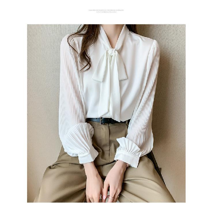 Fashionable and elegant chiffon shirt, spring and autumn 2026 new long-sleeved top for women