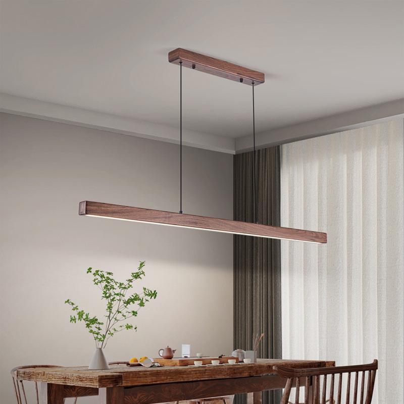 Wabi-Sabi Black Walnut Chandelier: Japanese-Inspired Solid Wood Office Lamp