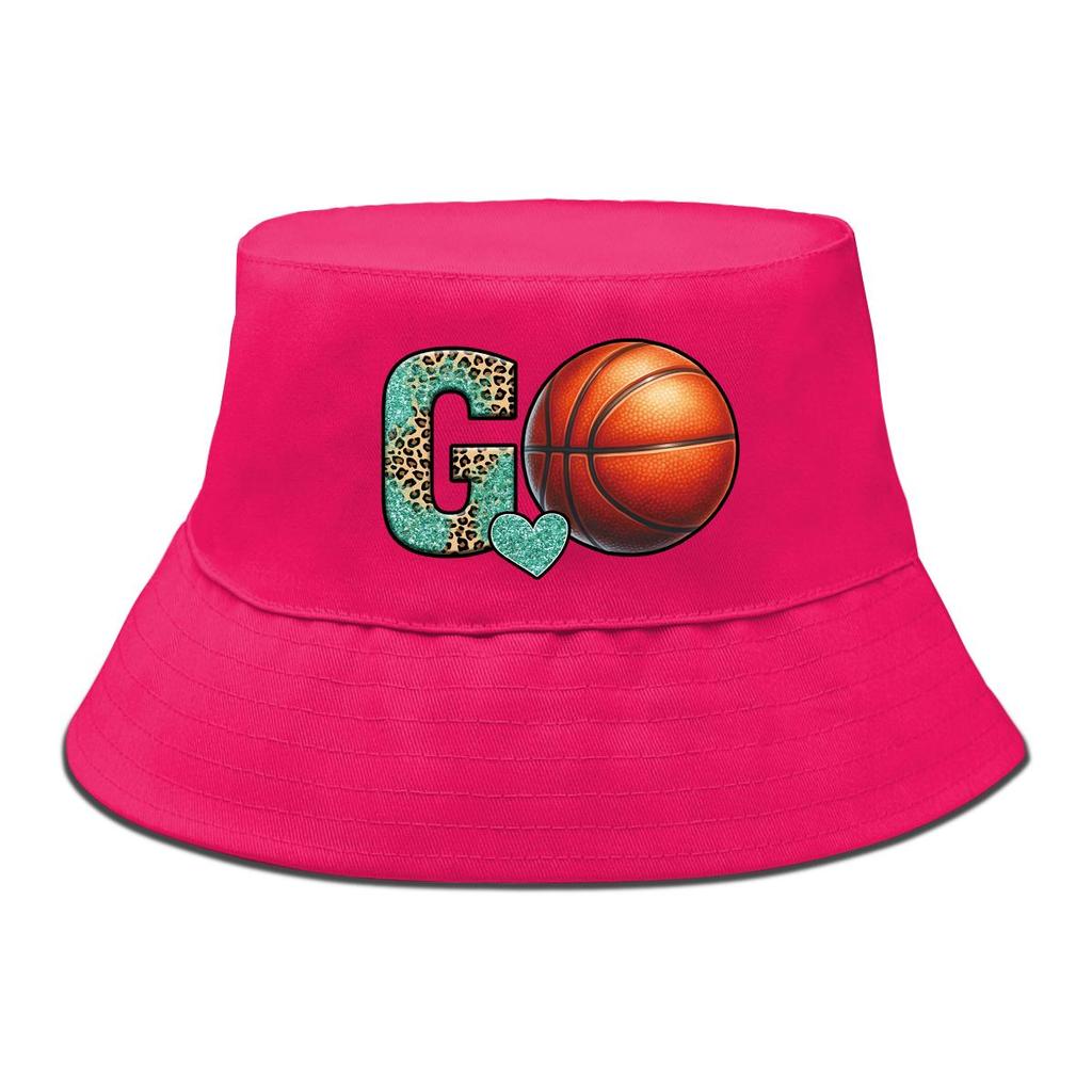Bucket Hat With "GO" Basketball Print , Sun Cap Trendy Spring Fashion Fishing Hat