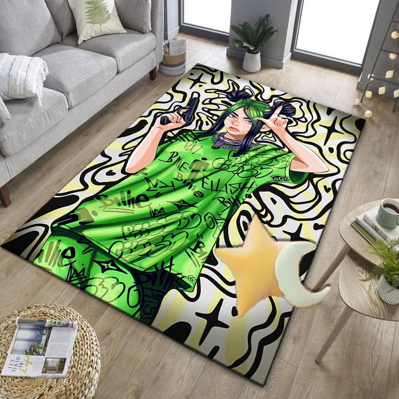 Bi-llie green Artwork Office Rug Chair Mat, Game Carpet, Suitable for Front Door, Bedroom, Living Room, Desk, Holiday Gift