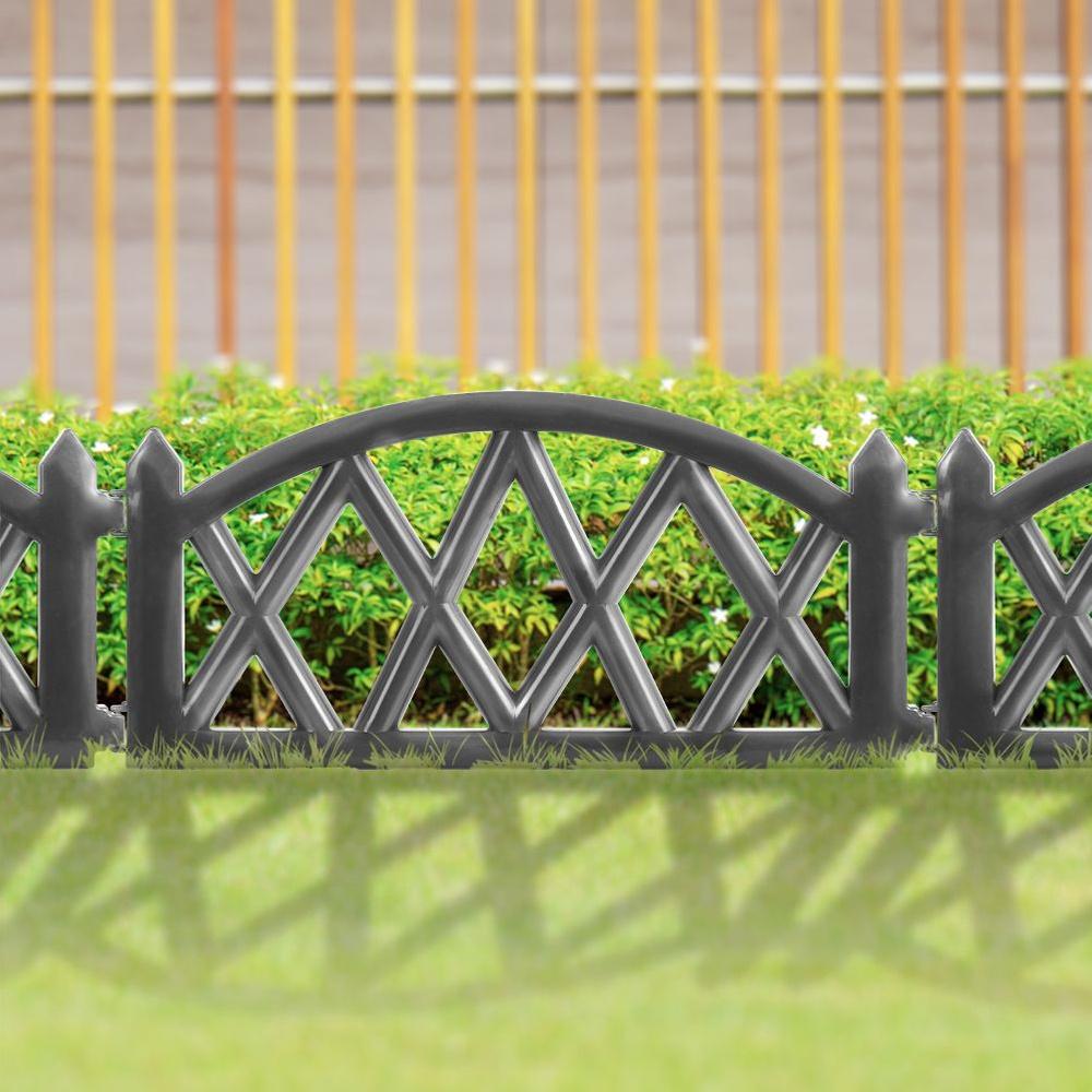 Palisade garden fence graphite border set of 12 pieces 50x30 cm