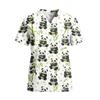 Top da Lavoro da Donna con Scollo a V, Manica Corta, Tasche, Stampa Animalier, Camice Medico, Leggero, Vestibilità Comoda per Professionisti Sanitari