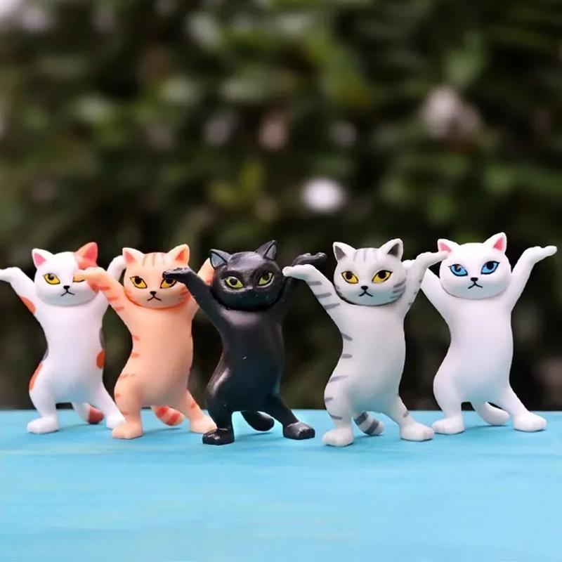 

5 шт. Танцующая фигурка кошки, украшение, анимационная модель кошки, модная игрушка, очаровательная игрушка-капсула для кошки, кукла, украшение для торта