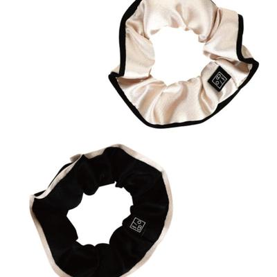 THREE TO EIGHTY MINI LINE SATIN SCRUNCH (2COLOR 1set)