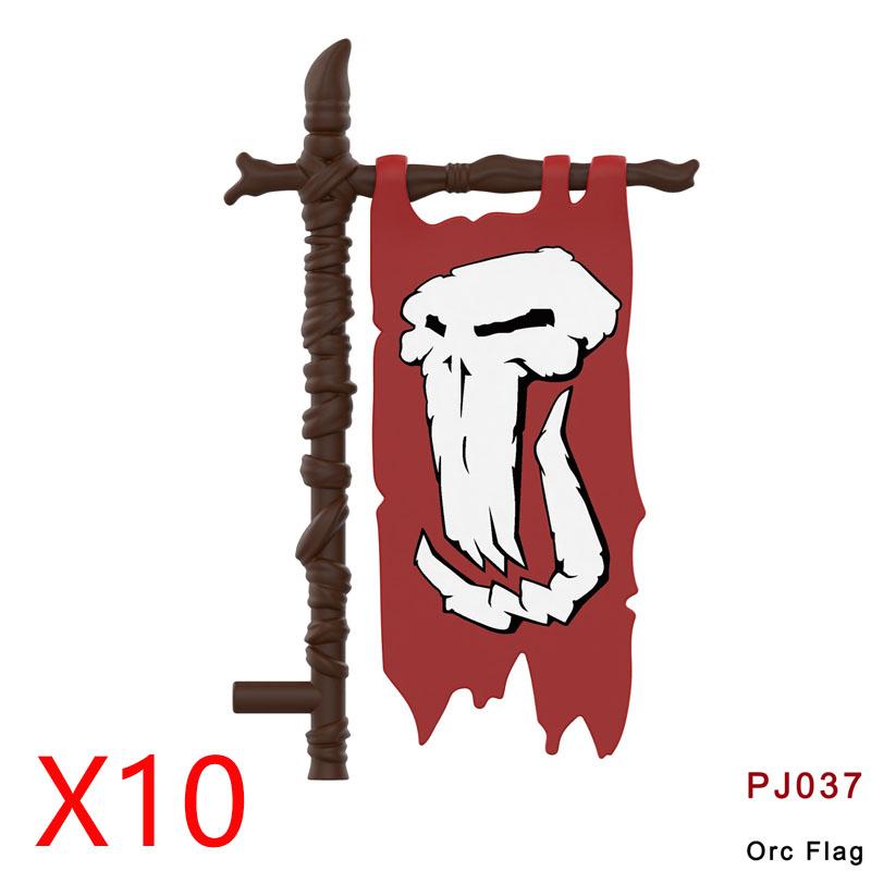 Medieval Accessories Building Blocks Soldiers Weapons Military Flags Mount War Horses Orc Mount Flags Wolf Bricks Kids Toys Gift