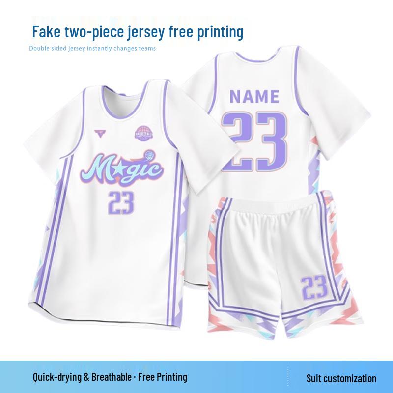 Unisex basketbalový dresový set s falešným dvoudílným designem