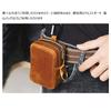Whatna Natural Thick Cowhide Leather Coin Purse for Men and Mini Sacoche Bag with Belt and Key Includes Earphone Storage Case Women, 2-Way Carabiner,