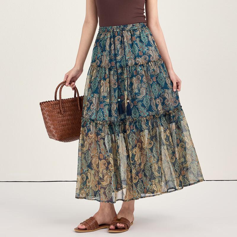 Beifanglu Women s Summer Tie-Waist A-Line Skirt M