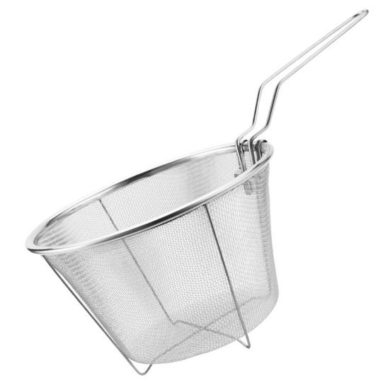 Collapsible Deep Fryer Basket Stainless Steel Fry Basket with Foldable Handle 6/7 Inch Round Wire Mesh Basket for Kitchen Frying Chicken Snacks