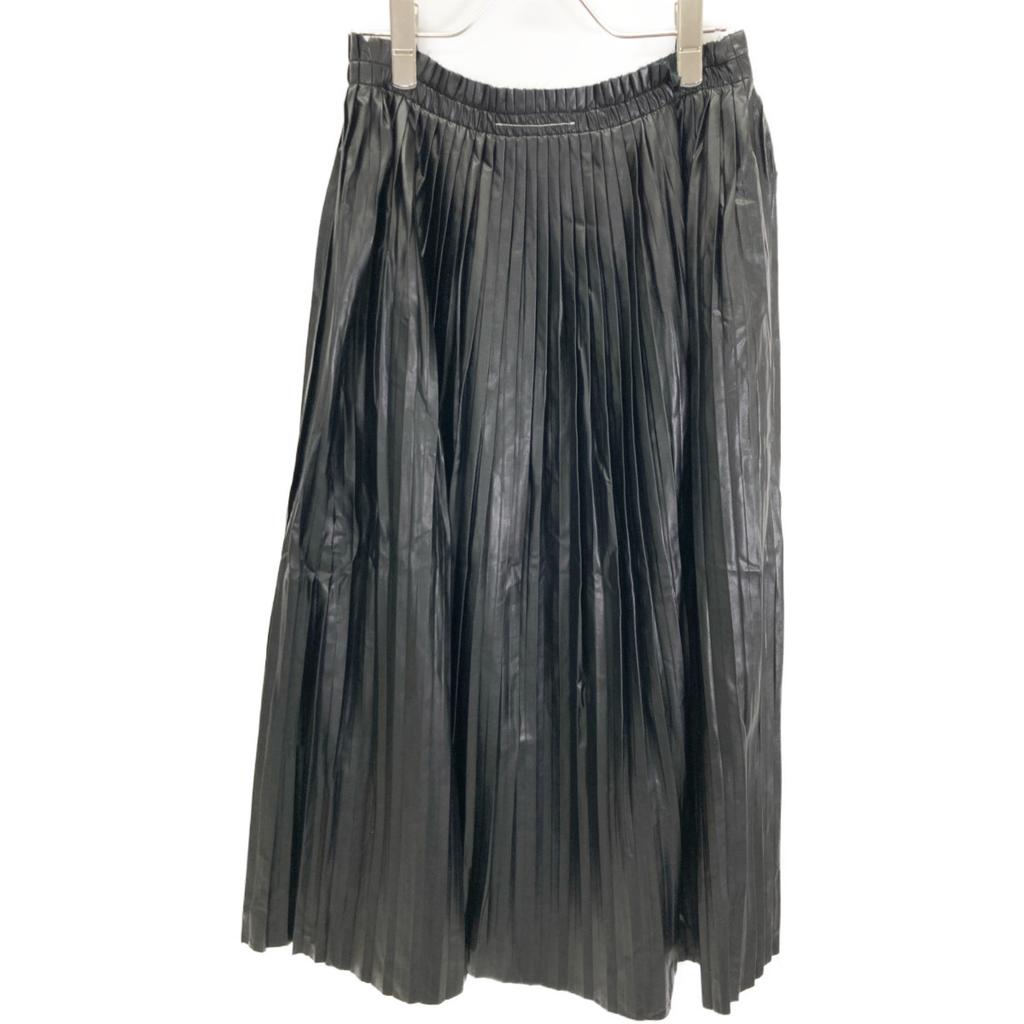 MM6 M60268 MM002 Black Faux Leather Pleated Skirt Skirt 16 blackUsed