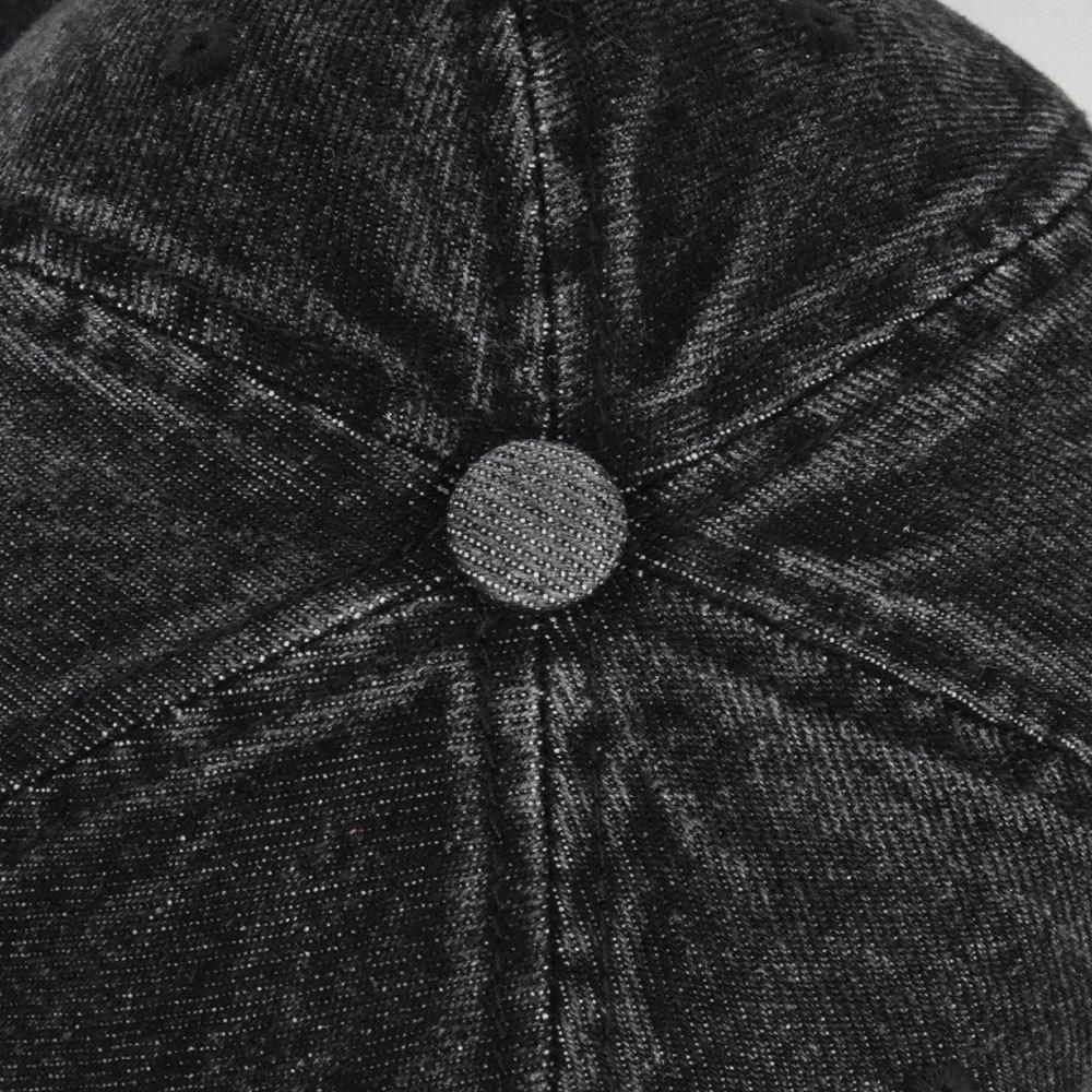Vintage Distressed Embroidered Denim Baseball Cap with Curved Brim