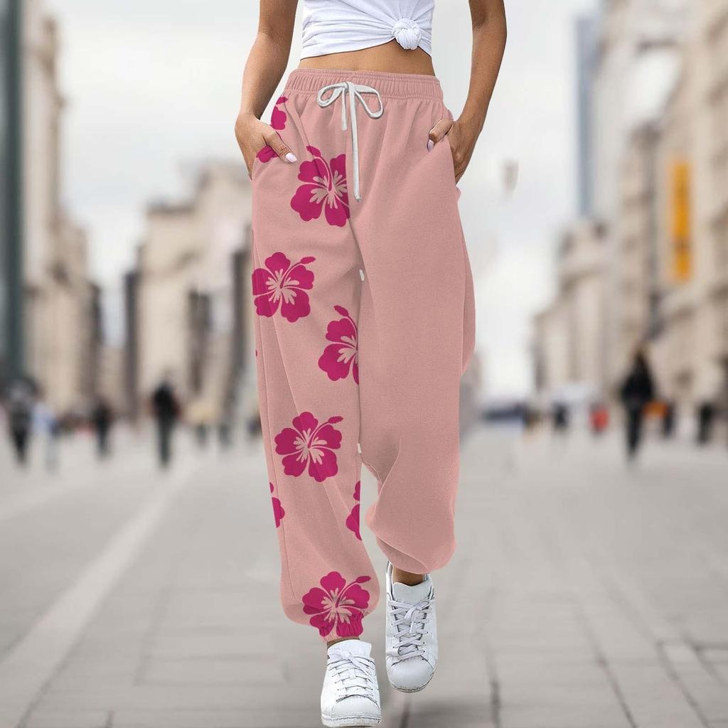 Women's Casual Fashion Print Casual Drawstring Elasticated Waist Drawstring Pants