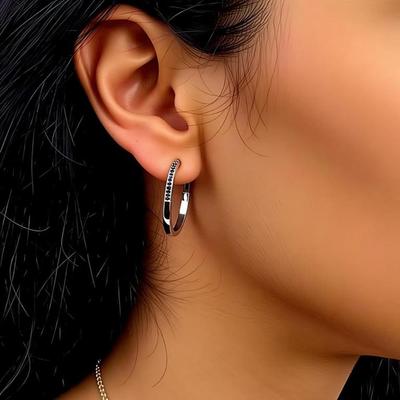 Black Stone Jewelry Hoop Earrings For Women