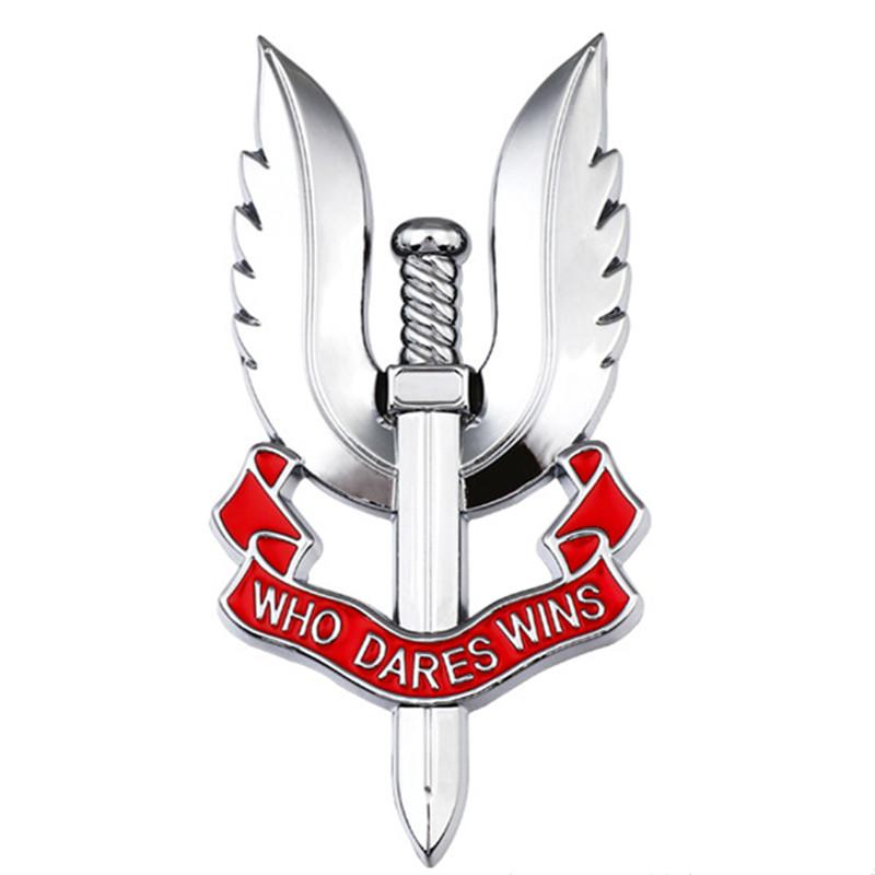 

1pc 3D Metal British Army Air Service Who Dares Wins Emblem Badge Decals Automobiles Motorcycle Accessories 1