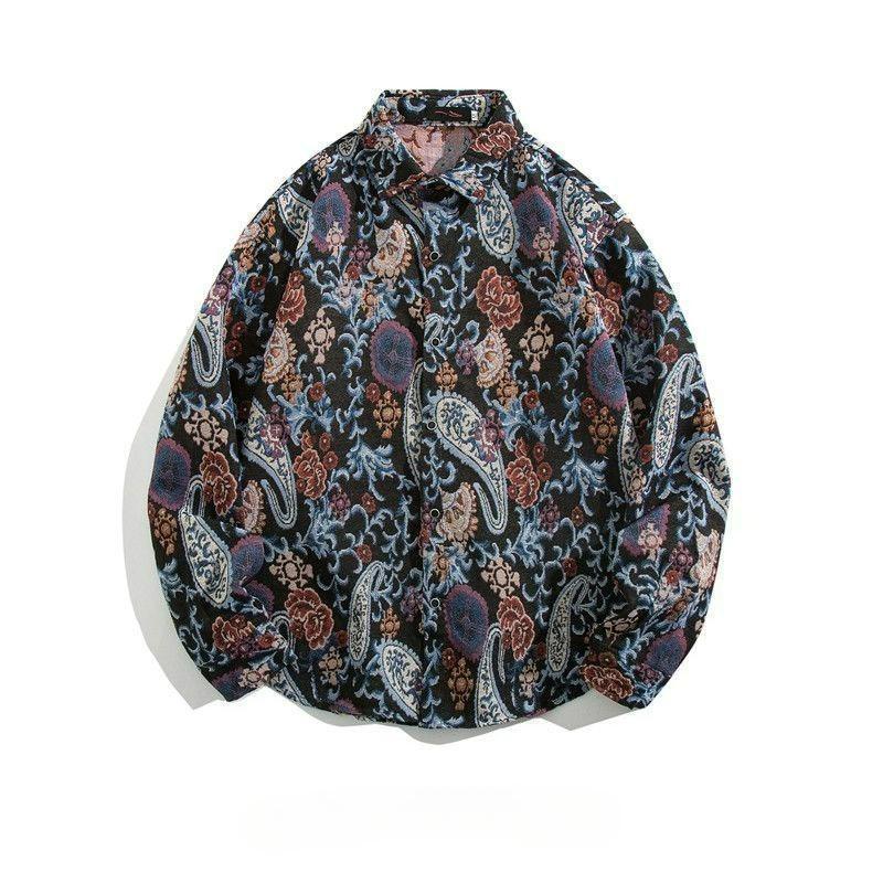 Shirt Men's Loose Autumn and Winter Models Retro Ethnic Style Couple Long-sleeved Shirt Jacket