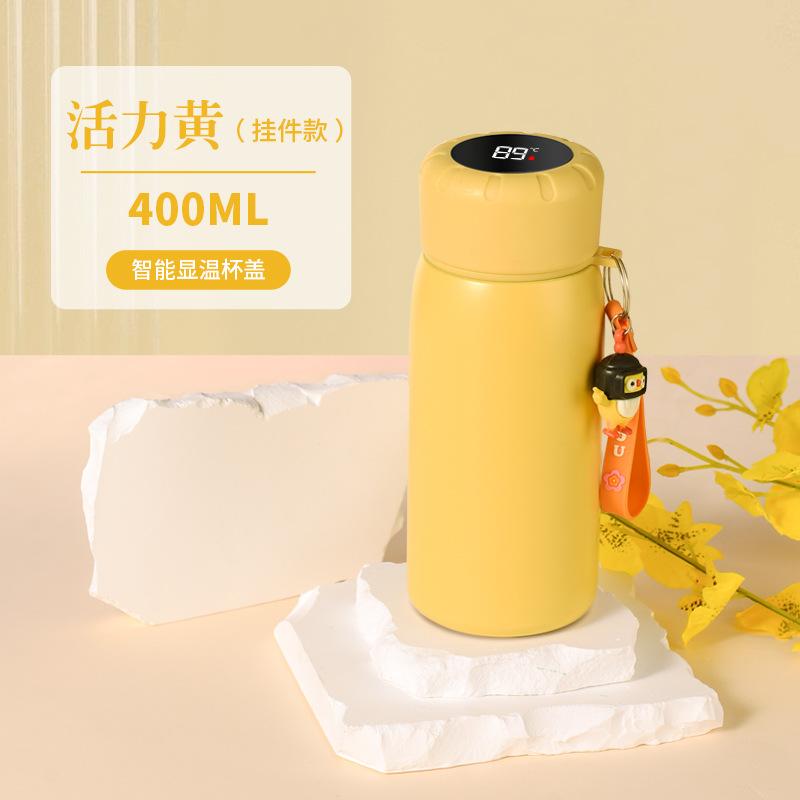 400ml Smart 316 Stainless Steel Insulated Water Bottle, Temperature Display Flask with Cute Strap