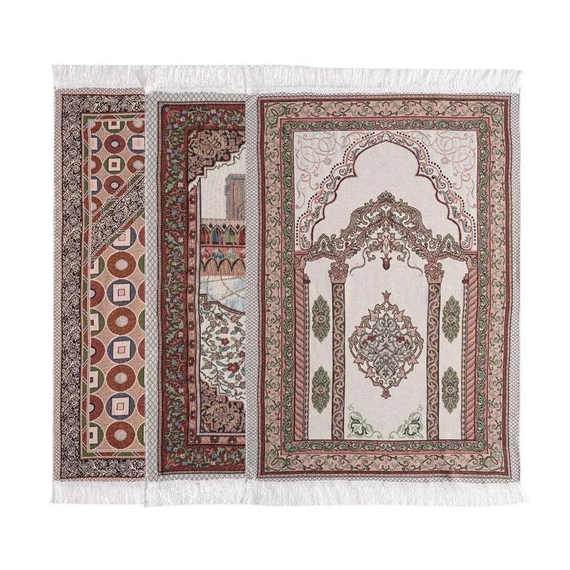 VIKAMA Islamic Prayer Mat, Muslim Prayer Rug With Qibla Compass, Machine Washable, Suitable For Prayer, Ramadan, And Home Use