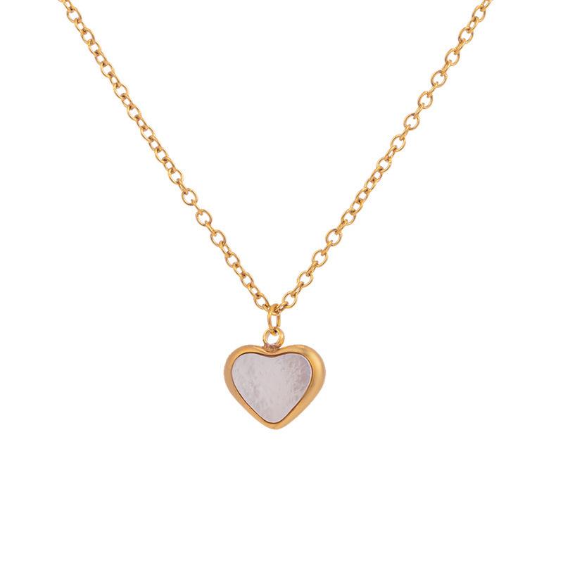 Stylish Heart-Shaped Titanium Steel Shell Necklace for Women - Trendy Collarbone Chain Accessory