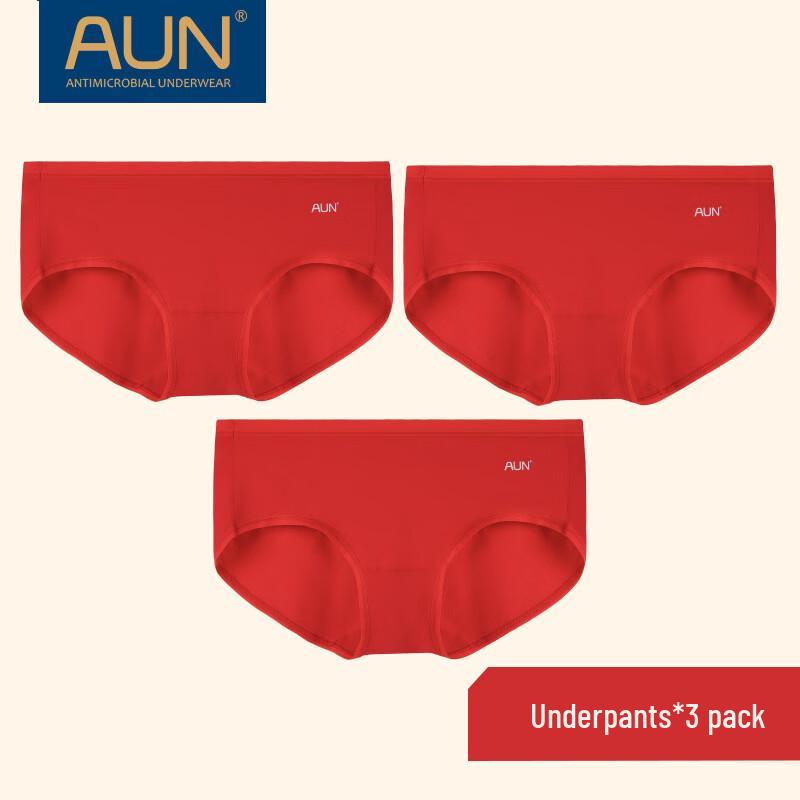 

AUN UW801 Women s Red Zodiac Year Mid-Waist Underwear (3-Pack) XL