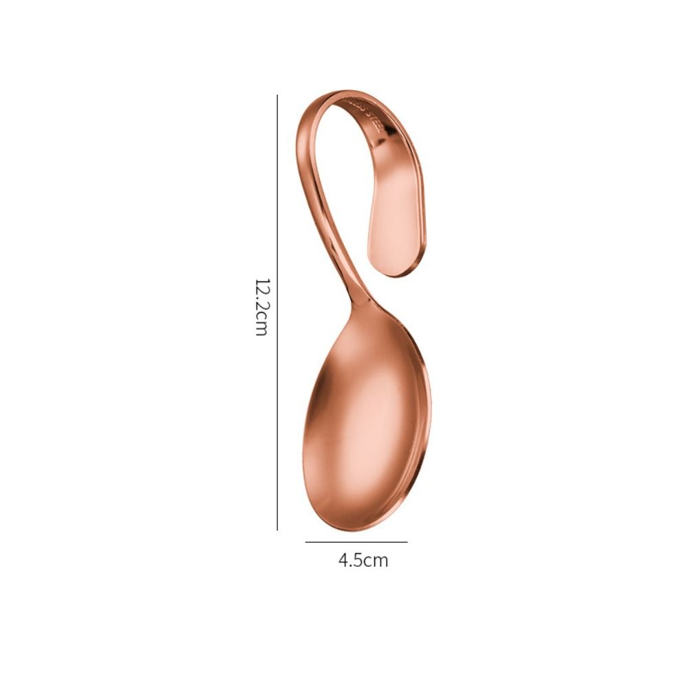 

Rustproof Curved Handle Spoon Stainless Steel Serving Spoons Creative Dessert Spoons Baby M-Rose Gold