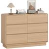 Comfortable 6 Drawer Dresser With Rounded Edges For Living Room Kitchen Entrance Office 120x38x86 Cm Natural