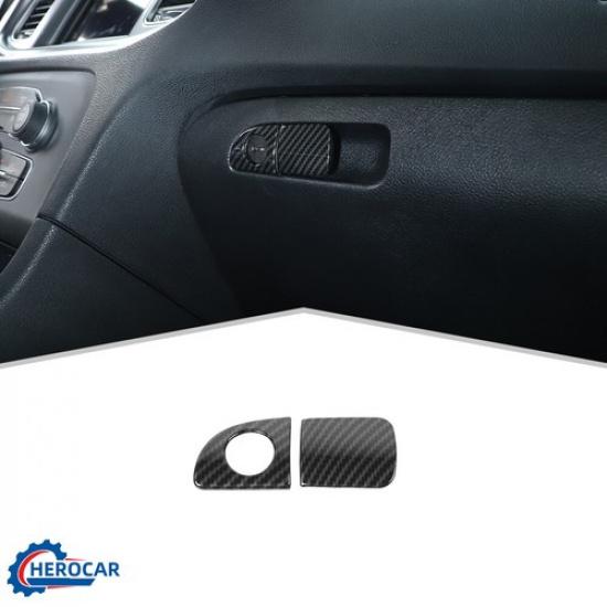 2XCarbon Fiber Storage Box Switch Button Cover Trim for Dodge Challenger/Charger