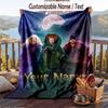 Custom Text Flannel Throw Blanket, Lightweight Cozy Bed Sofa BlanketHocus Pocus Sanderson Sisters