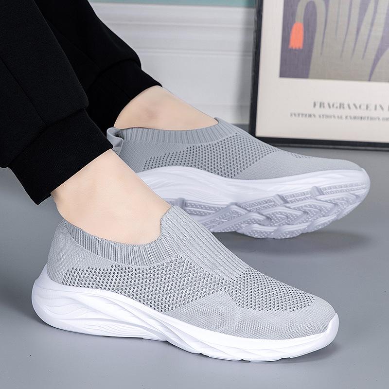 Men s Plus Size Fly-knit Mesh Breathable Slip-on Running Shoes 40