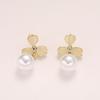 Korean 2023 Cat's Eye Pearl Flower Stud Earrings - S925 Silver Needle, Versatile Design
