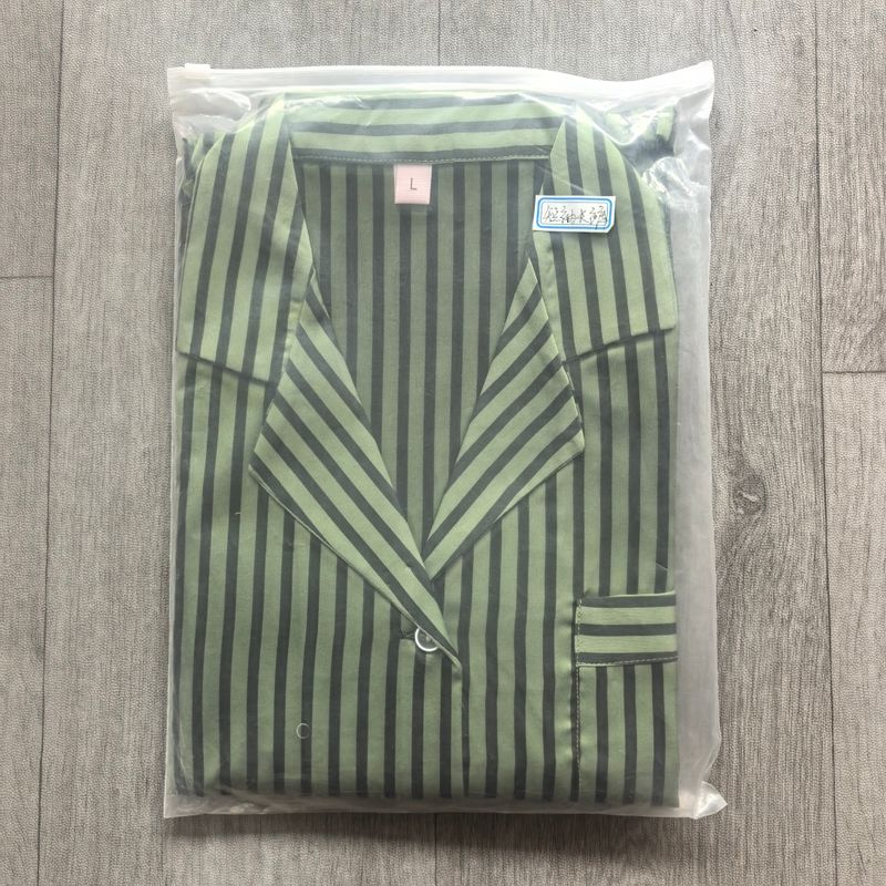 

Pajamas Women s Suit Long Sleeves Spring & Fall Fancy Forest Green Vertical Stripes Slim Looking Homewear Two-piece Set Can Be Outwear Green short-sleeved pants L