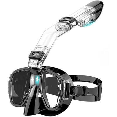 Snorkelmasker Opvouwbare duikmaskerset met dry-top-systeem en camerahouder, professionele anticondens-snorkeluitrusting