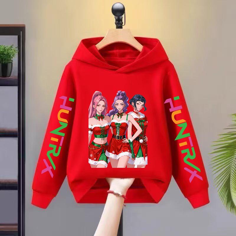 Style KPOP Children's Hooded Sweatshirt, Fashionable and Comfortable Christmas Series, Girls' Fashionable Oversized Sportswear, Street Wear