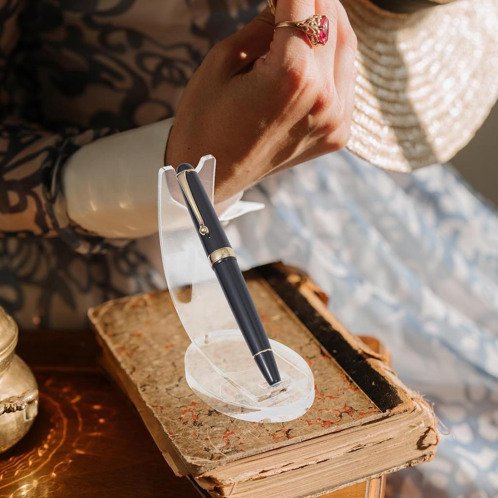 2 Pieces Acrylic Electronic Pen Holder - Single Pencil Pen Display Stand - Fountain Pen Ballpoint Pen Display Rack Makeup Brush Holder for Desk Home