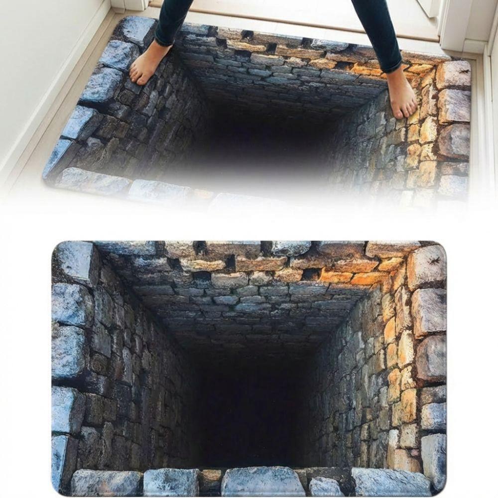3D Flat Optical Illusion Doormat Non-slip Bedroom Door Rug Creativity Bathroom Carpet  Home Decor