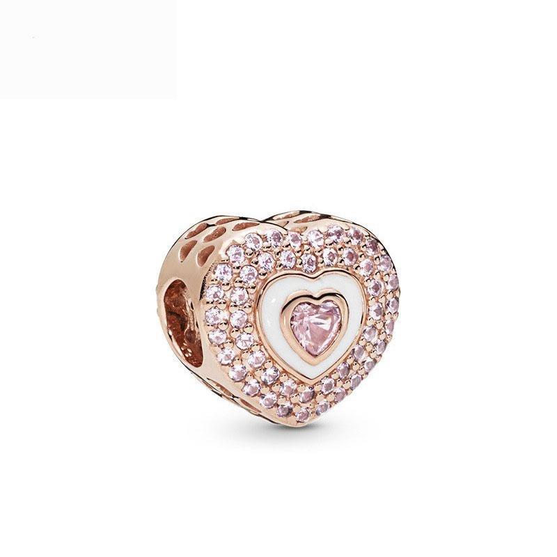 Copper Rose Gold Hollow Flower Leaf Love Dice Gift Box Diy Charm Beads Fit For Bracelets Necklaces Women'S Boutique Jewelry