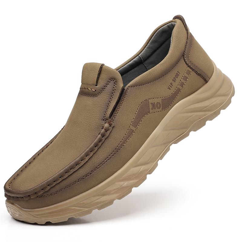 

2026 New Fashi Casual Leather Loafer Mens Soft Bottom Comfy Slip- Flats Handmade Flat Designer Walking Shoes Business Shoes 44 хакі