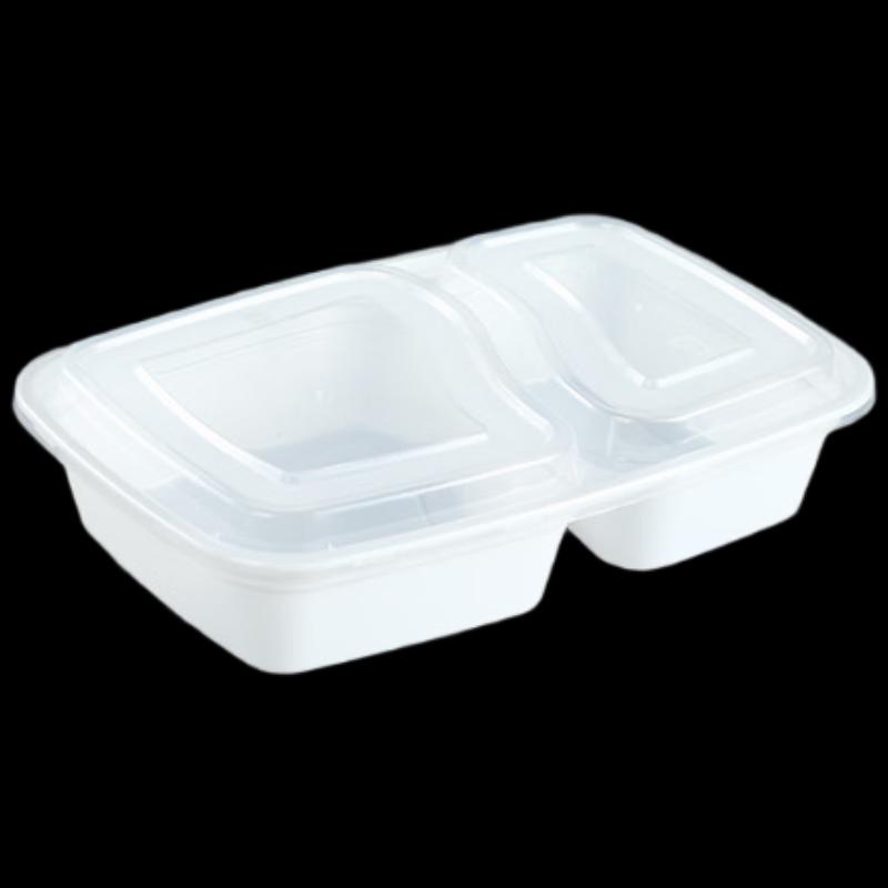 Disposable Rectangular Two-Compartment Food Container