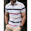 Summer Men's Short Sleeved Polo Shirt 3D Striped Printed Short Sleeved Shirt