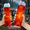 1 Stück Hellrot-Orange Burst Kosmische Energie Aufdruck 750ml Farbe Kunststoff Sportwasserflasche Auslaufsicher Klappdeckel mit Strohhalm Geeignet für Sport Büro Heimgebrauch