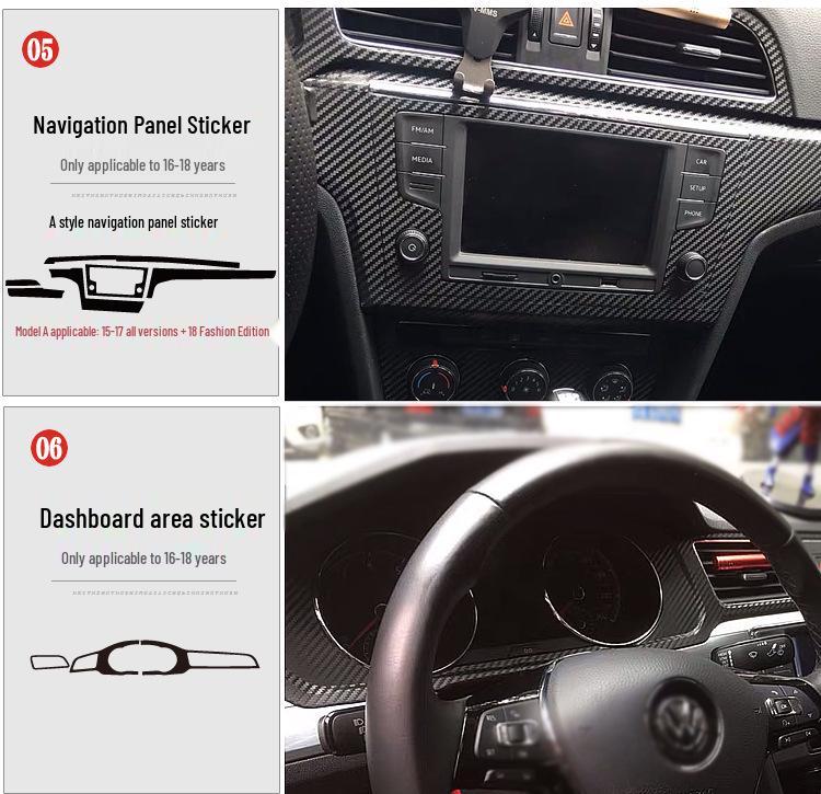 Volkswagen Lamando 15-19 Carbon Fiber Interior Gear Console Anti-Kick Pad Sticker