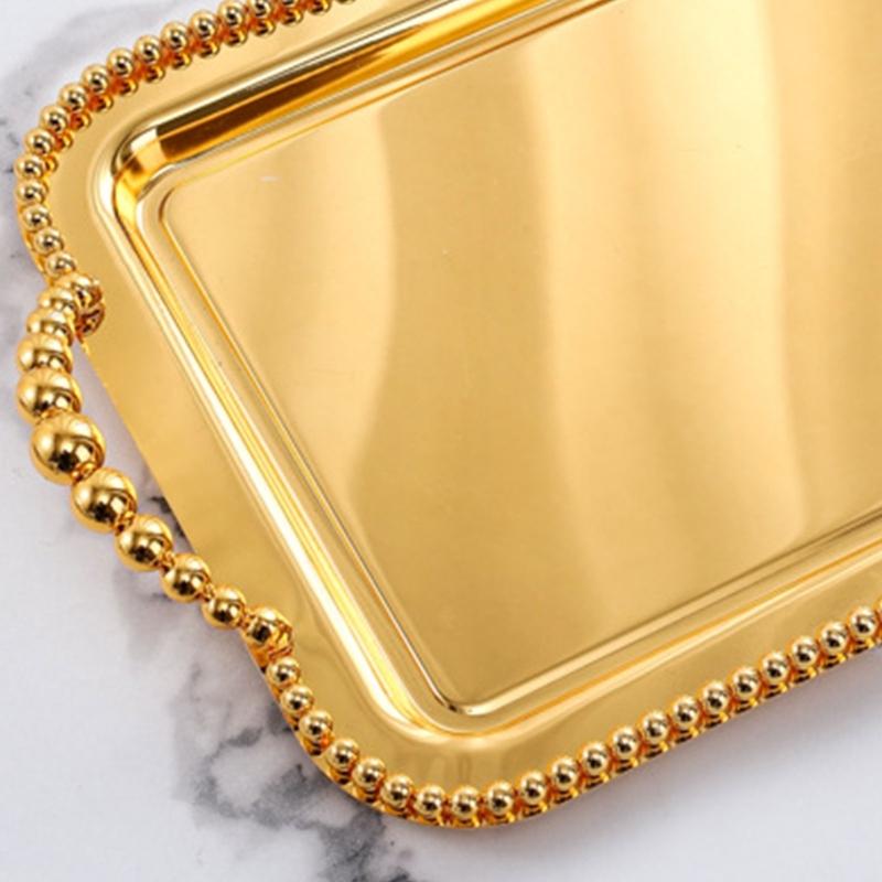 Reflective Metal Display Tray for Coffee Service, Entryway Placement and Dresser Arrangement for Daily Home Use