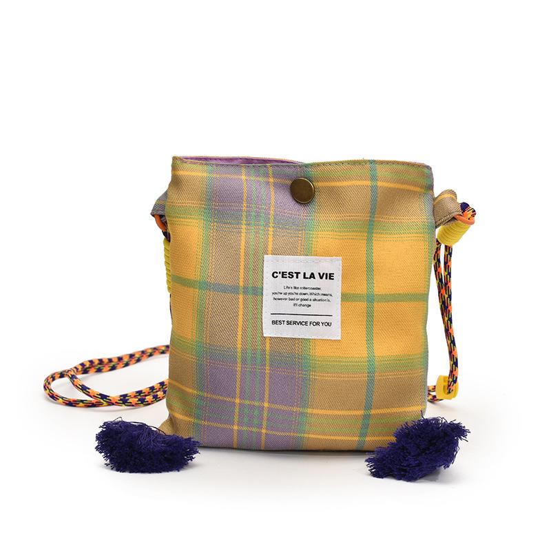 Uformell Retro Rutete Lappeteppe Stilig og Allsidig Lett Design Dame Crossbody-veske