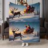 Merry Christmas Pine Wreath Candy Cane Gift Box Snow Scene Flannel Throw Blanket, Winter Holiday Decorative Blanket for Sofa