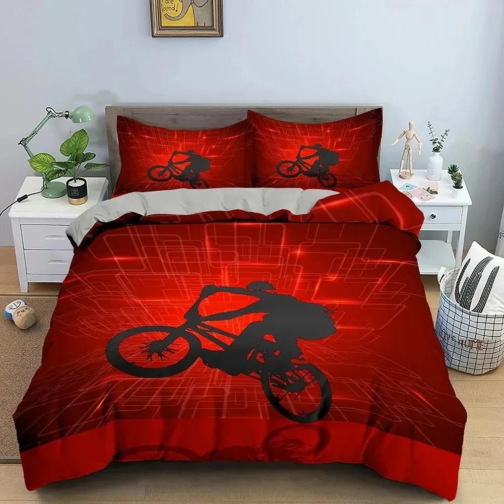 Comforter Motocross Off-Road Race Motorcycle Dirt Bike Rider Bedding Set Boys Girls Twin Queen Size Bed Kids