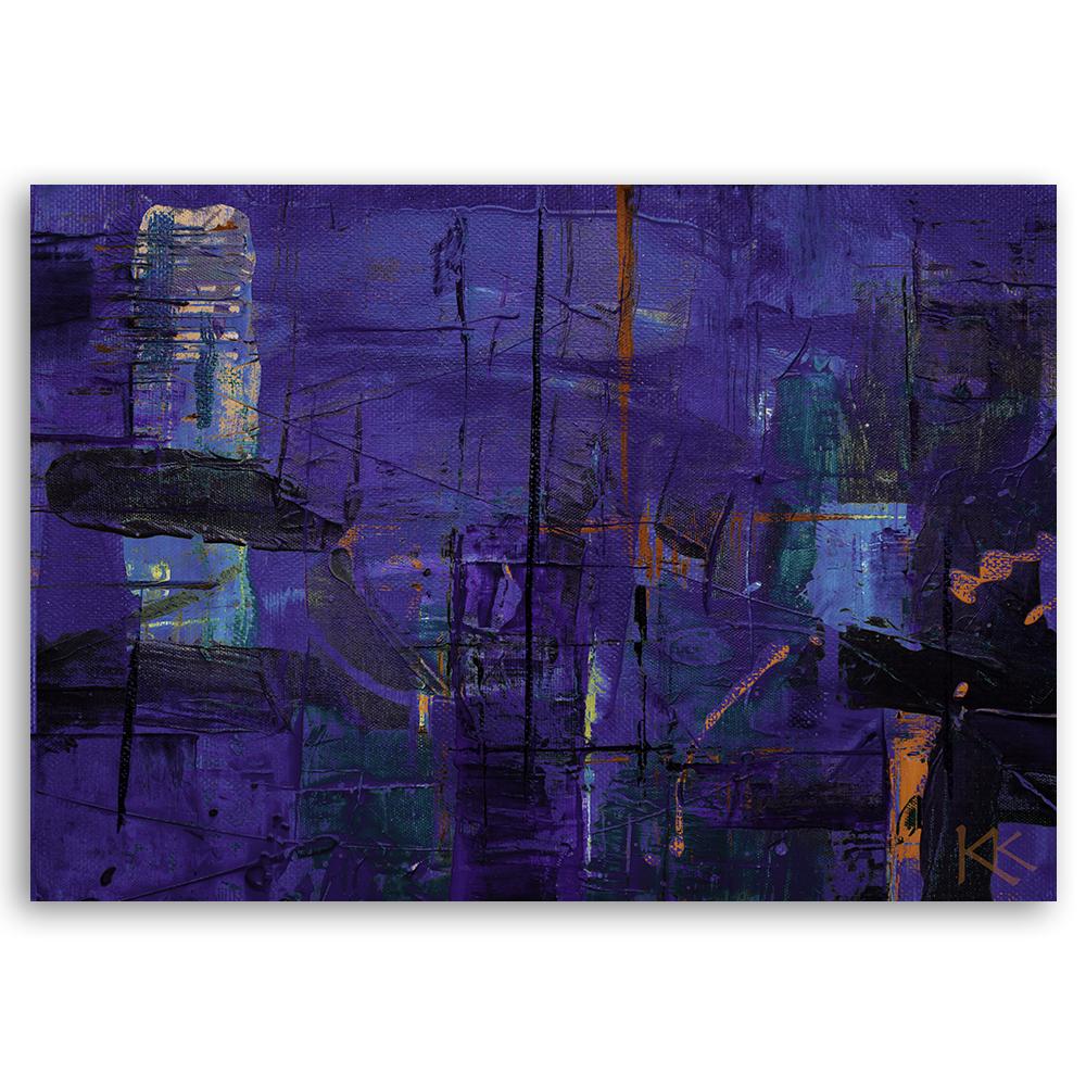 Leinwanddruck, Lila Abstraktion handgemalt